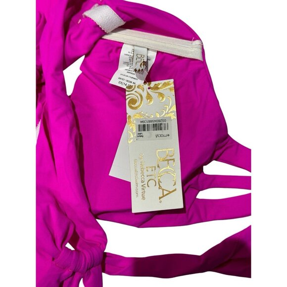 Becca Rebecca Virtue Sz 0X 14 16 Swimsuit Pink Strappy One Piece Plus Size New - Picture 5 of 6